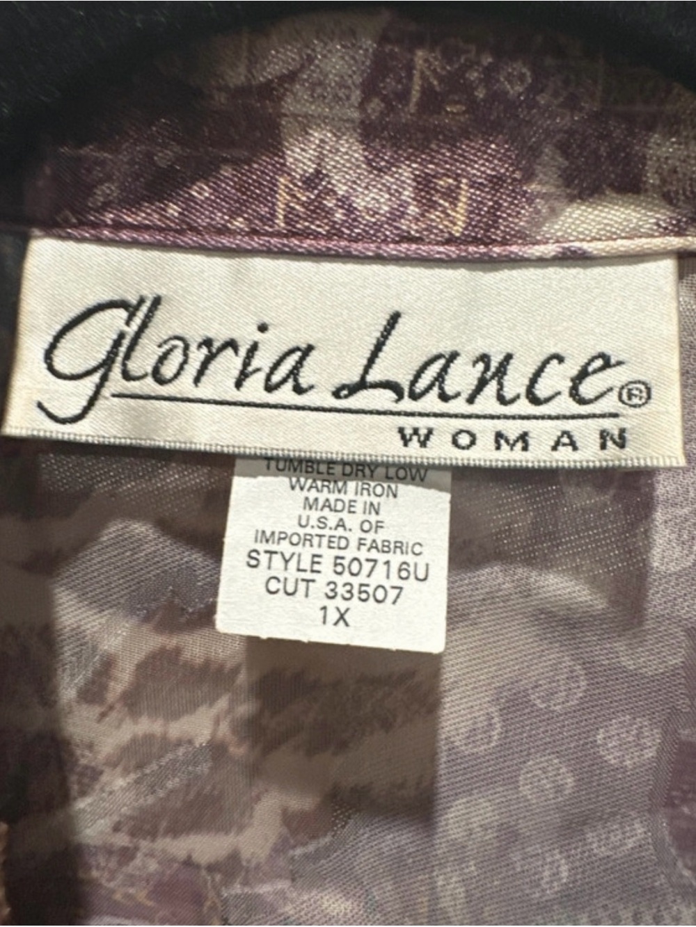 Purple Multi-Print Button-Up Blouse - Picture 4 of 4